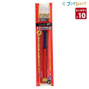 トンボ鉛筆 色鉛筆 赤青鉛筆8900V2Pキャップ付 朱2朱藍1 鉛筆画 製図用