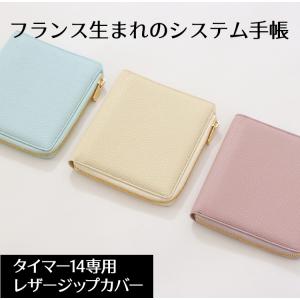 クオバディス QUOVADIS タイマー14 システム手帳 Lジップレザーカバー ダスティパステル