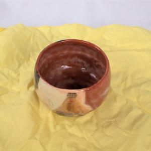 茶道具 抹茶茶碗 赤楽茶碗 筒茶碗 谷古石香作 伊曽嶋窯 梅花和雪香