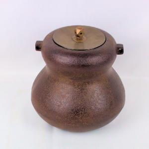 茶道具　印南窯　井上方竹造　瓢箪　水指　共布　堀内宗完極め箱　M R6801 茶道具 建水 唐銅 唐金 伝来形又は口糸目 伝来形 口糸目 kensui
