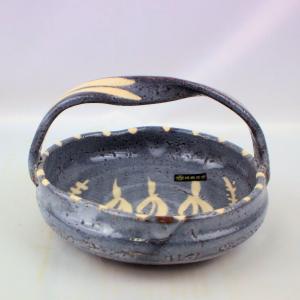 茶道具 香合 竹張り 三日月 秋草 鵬雲斎好写し 道場宗廣作 鵬雲斎好写