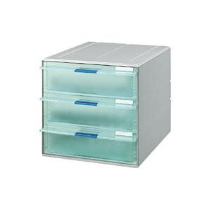 コクヨ　LC-UNT203M　レターケース　UNIFEEL　透明引き出し　A4縦　深型3段　ライトグ...