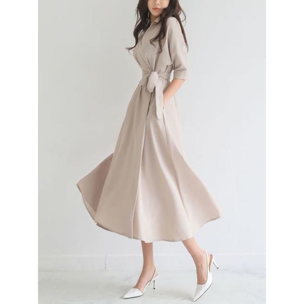 レディース ロングワンピース ワンピース ロング ミモレ丈 七分袖 大人 上品 綺麗め パーティー ...