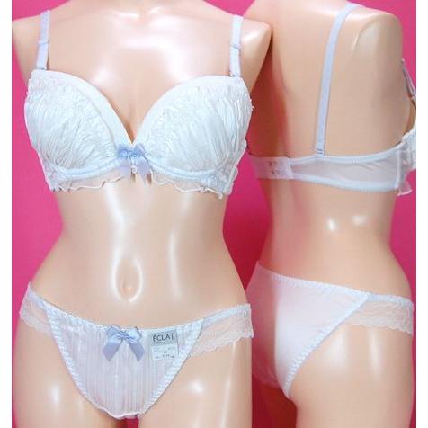 【ECLAT】ラメストライプケミカルレースブラとショーツのセット