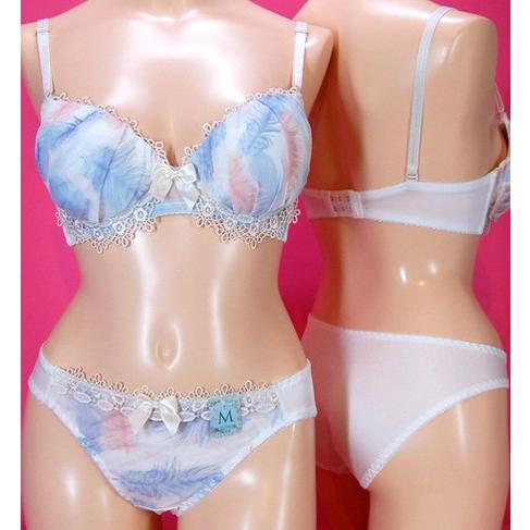 【Pure Chere】ノンワイヤー南国シフォンケミカルレースブラとショーツのセット