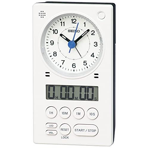 セイコークロック 置き時計 01:白パール 本体サイズ: 118×67×38mm 目覚まし時計 百ま...