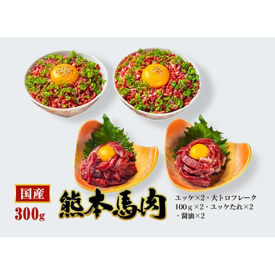 馬刺し 熊本 国産 月見ユッケ・大トロフレークセット