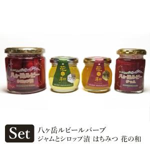 八ヶ岳ルビールバーブ ジャム＆シロップ漬とはちみつ「花の和」2種セット 送料込(沖縄別途240円)｜busan-nagano