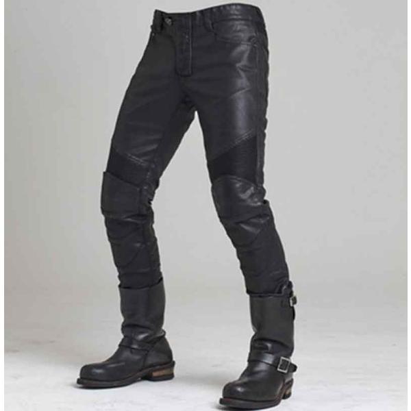 [FTY]　バイクウエア　PU革　細身/フィット　オリジナルバイクパンツ　ズボン　伸縮性/摩耗性　カ...