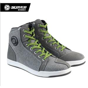 [SCOYCO]　スコイコ　バイクウエア　ライダーブーツ　レーシング靴　競技用　通気性　強化防衛性　灰
