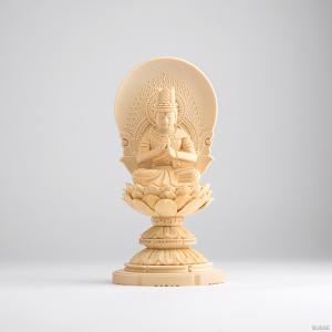 仏像 釈迦如来 座像 ヒノキ製 丸座 2寸 曹洞宗・臨済宗・天台宗 /桧木