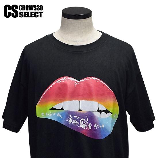Tシャツ メンズ オラオラ系 唇 リップ ビッグプリント インポート オラオラ系 悪羅悪羅系 ヤンキ...