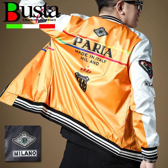 ブルゾン メンズ オラオラ系 スタジャン バイカラー エンブレム エンブレム ヤンキー イタリアン ...