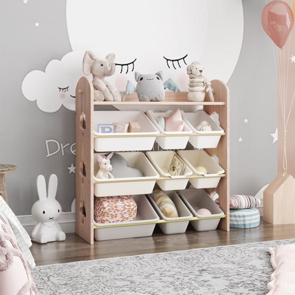 おもちゃ収納 天然木 おもちゃ箱 おしゃれ ワイドタイプ 大容量 絵本棚 ラック おもちゃ 絵本 本...