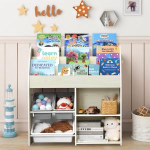 絵本ラック 絵本棚 大容量 本棚 収納ラック 多機能