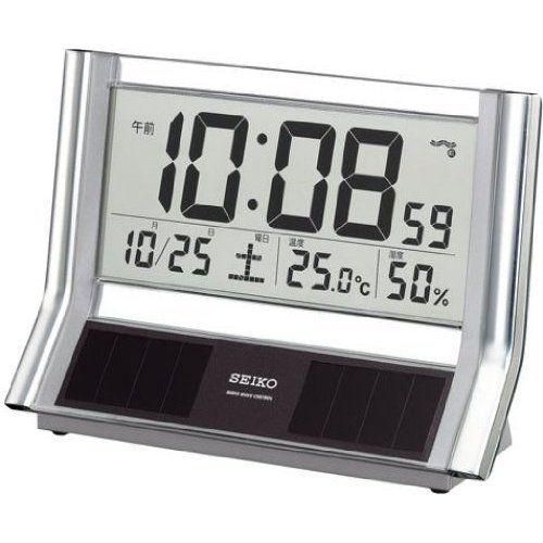 置き時計 置時計 温度湿度 電波時計 セイコー SEIKO クロック ソーラー デジタル 表示 SQ...