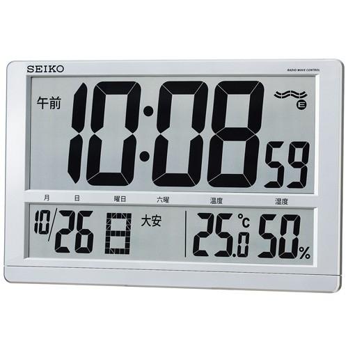 掛け時計 置き時計 掛け置き兼用 温度湿度計 日付表示 電波時計 セイコー SEIKO クロック デ...