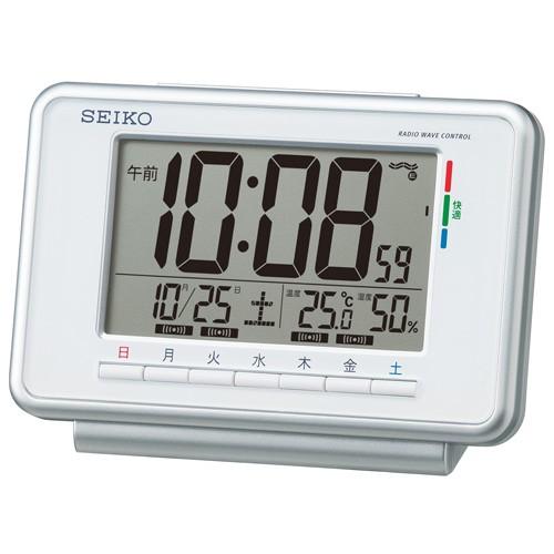 目覚まし時計 温度湿度計 日付表示 電波時計 セイコー デジタル 快適度表示 ホワイト SQ775W...