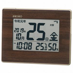 掛け時計 置き時計 掛置兼用 温度湿度計 日付表示 電波時計 SEIKO セイコー クロック SQ442B デジタル