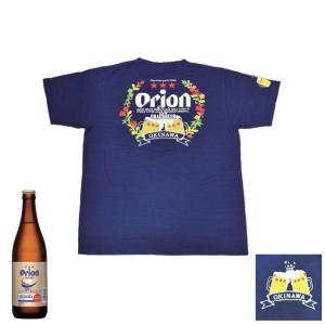 Tシャツ オリオンビール 乾杯 酒造メーカー コラボシャツ 紺 和柄 orion 半袖 綿100％ 半そで ティーシャツ｜butler