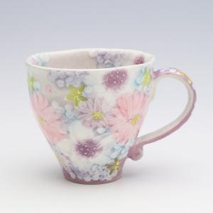 工房ゆずりは 湯呑茶碗 色彩花 瀬戸焼 花柄 優しい感性 女性だけの工房