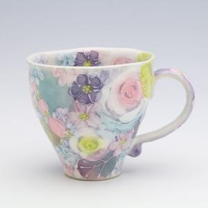 工房ゆずりは ディナー皿 色彩花 瀬戸焼 花柄 女性だけの工房 手描き