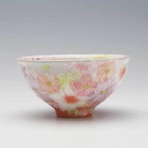 工房ゆずりは 福々碗 紅彩花間取 瀬戸焼 花柄 優しい感性 女性だけの