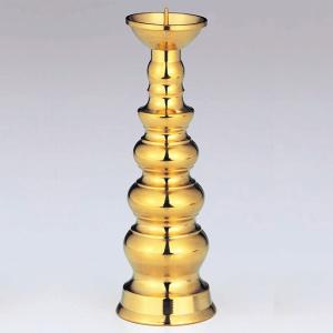 仏壇用 燭台 大 (獅子掛) 仏壇屋 滝田商店 獅子掛中口 火立(ローソク立て・燭台) 黒色 5寸