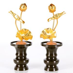 お仏壇用仏具（花立て）の定番品【常華（金蓮華）】サイズ：小 送料
