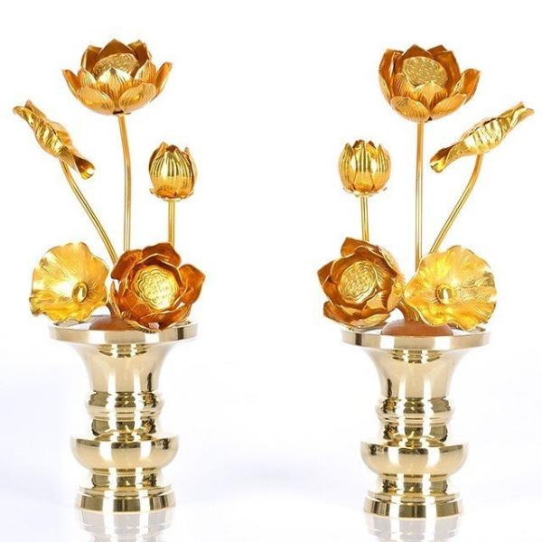 常花 仏具 「アルミ常花 3寸5本立 金色」 ゴールド 小常花 仏具 仏壇用 造花 仏具用品 お供え...