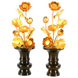 お仏壇用仏具（花立て）の定番品【常華（金蓮華）】サイズ：小 送料