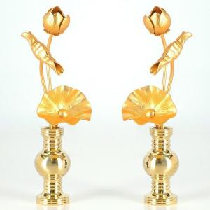 仏壇用常花【花立一体型 銅地常華：金蓮華 2.0寸】送料無料 : 仏壇