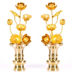 お仏壇用仏具（花立て）の定番品【常華（金蓮華）】サイズ：小 送料
