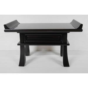 経机 仏壇用机 20号 黒檀調 木製 仏具 机 引き出し ブラック