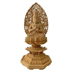 仏像 老山白檀 八角台座 大日如来 二重火炎光背 2寸 インド白檀