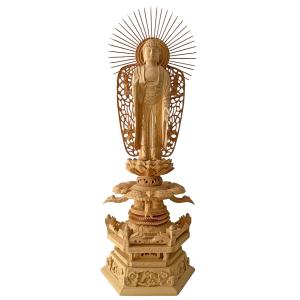 京仏壇はやし 仏像 ご本尊 中七肌粉 六角台座 大日如来 円光背 3寸