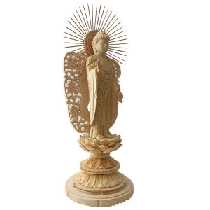 仏像 西立弥陀 総ヒノキ 丸台座 金泥書 5....の詳細画像3