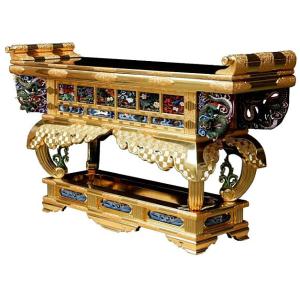 仏具 寺院用 本願寺派 西 寺院仏具 六鳥型前卓 経机 机 6.5尺