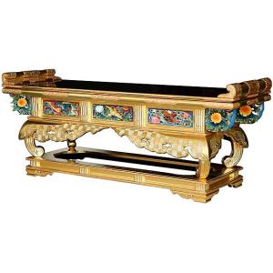仏壇　仏具　前卓 寺院 仏具 六鳥型前卓 5.0尺 寺院用 本願寺派 西 寺院仏具 木製 純金箔