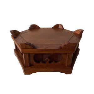 寺院仏具】潤み塗り 椅子式用の背高六角木魚台(磬子台)1.5尺 寺院仏具】潤み塗り 椅子式用の背高六角木魚台(磬子台)1.5尺