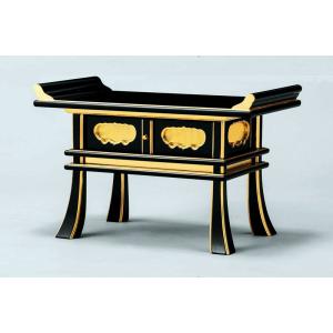 仏具 経机 机 卓 黒 面金 中京型 塗り 金具打 14号 送料無料 : 仏壇