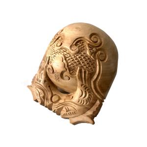 木魚 杢魚 5.0寸 仏具 華 上彫 天台宗 真言宗 浄土宗 曹洞宗 臨済宗妙