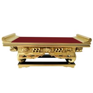 仏具 前卓 上前 10.0寸 黒塗 木製 純金箔 浄土真宗本願寺派 西 卓