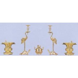 仏具五具足 楽天市場】仏具 セット 【五具足】 孔雀模様 色付 3寸/仏具 高級仏具