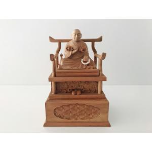 仏像 大日如来 柘植 八角台座 飛天光背 2.5寸 木彫 真言宗 本柘植