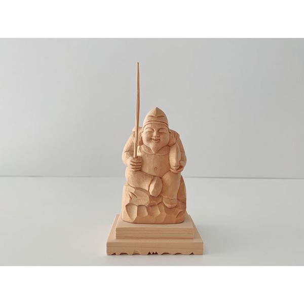 仏像 日蓮宗 白木 恵比寿 2.5寸 台付 木彫