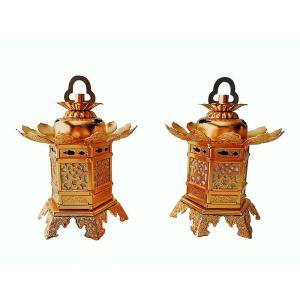 吊り灯籠 吊灯籠 銅製本金メッキ猫足吊灯籠 : 仏像・仏具専商の彫一