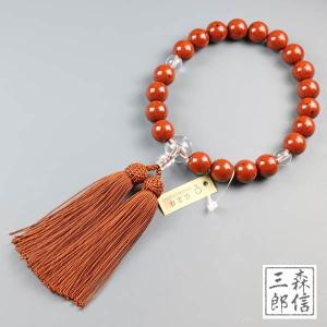 森信三郎商舗 数珠 男性用 数珠 金剛菩提樹 22玉 共仕立 正絹房 (房色