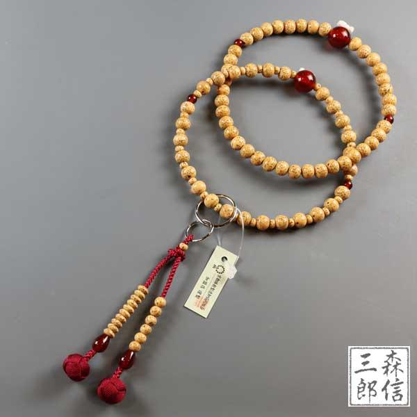 数珠 女性用 浄土宗専用 京念珠 星月菩提樹 赤メノウ 瑪瑙 六万浄土 (房色・赤 小田巻) (京念...