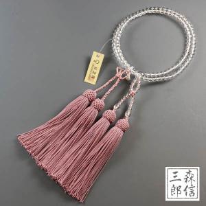 数珠 浄土真宗 女性用 二輪数珠 紅水晶 ローズクオーツ 正絹房 数珠 浄土真宗 女性用 二輪数珠 紅水晶 ローズクオーツ 正絹房
